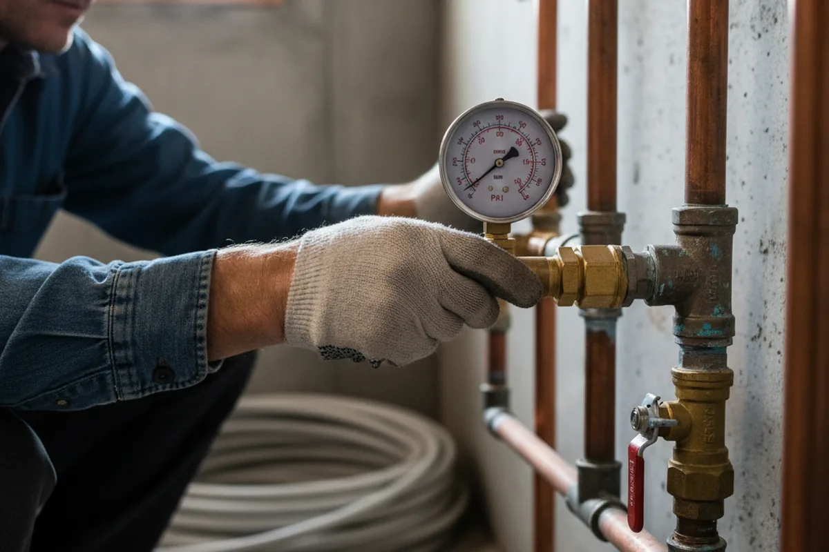 Pressure testing a repaired line during Water Line Repair in Sandy Lake